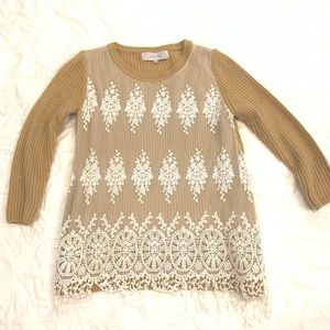 Boutique Mustard lace sweater